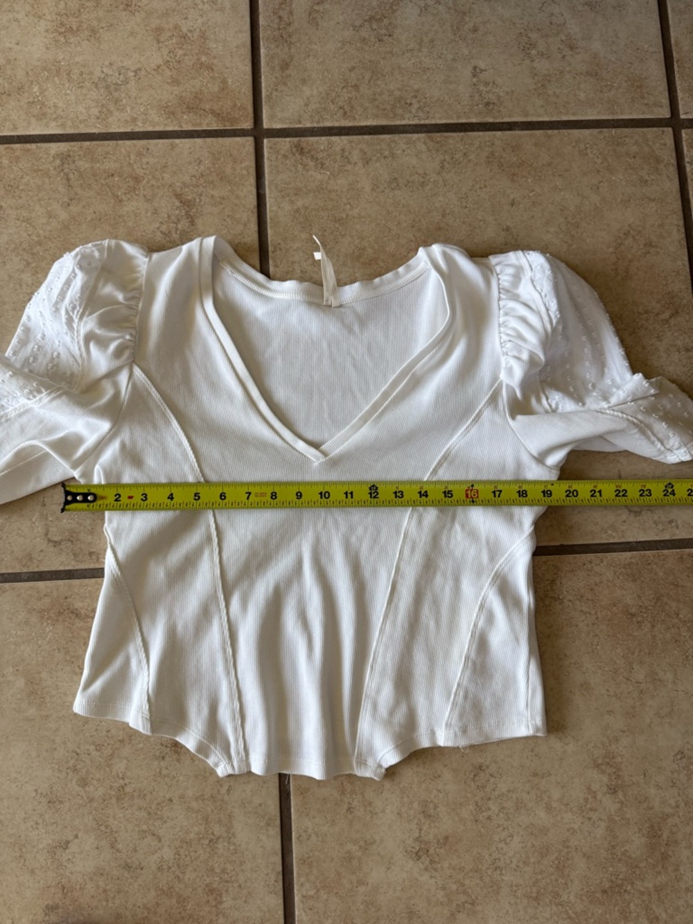Anthropologie V-Neck Puff Sleeve Eyelet Top - Picture 5 of 7